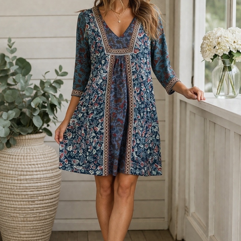 SPRING SALE 🌷 Sundance Sweet Whispers Tunic Dress Floral Women's Boho Hippie XS